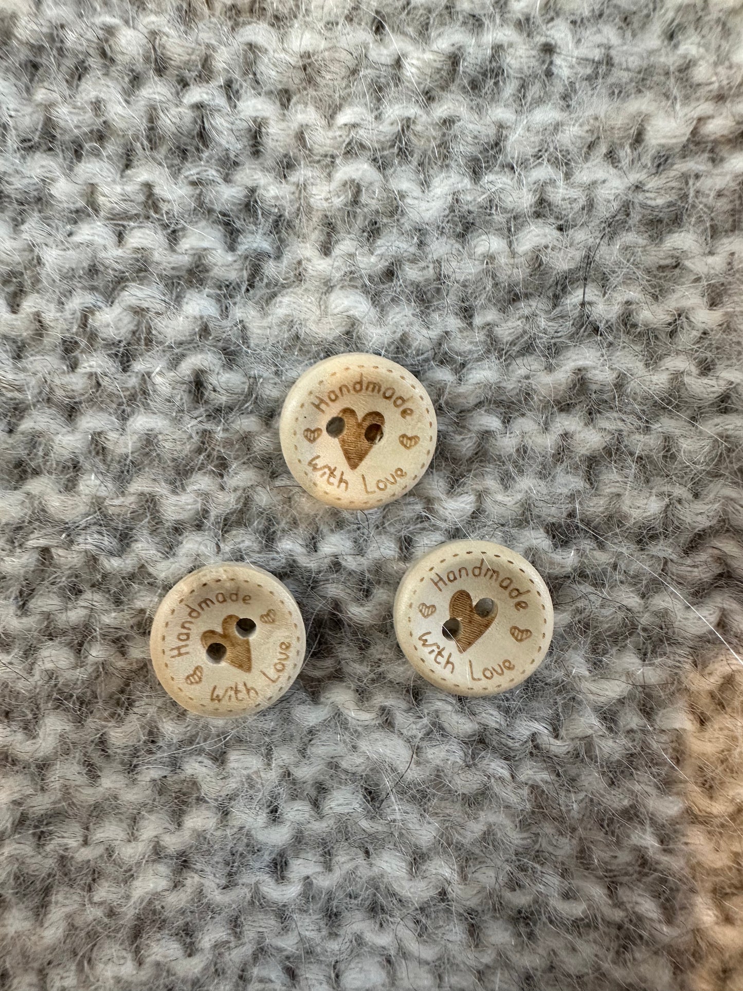 "Handmade with love" træknap - 15 mm