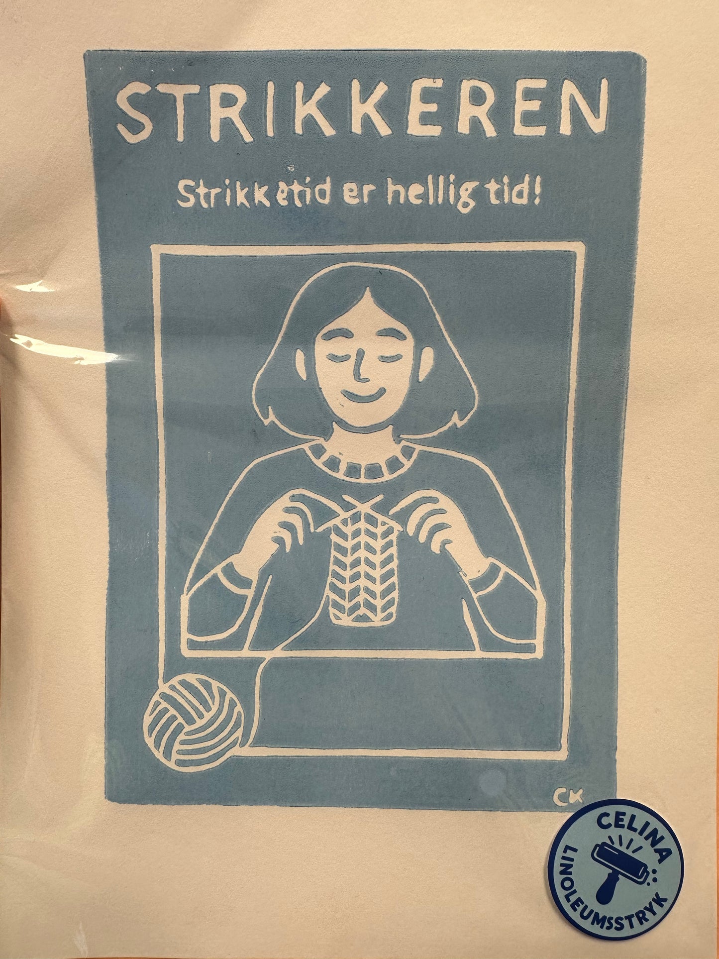 "Strikkeren" linoleumstryk