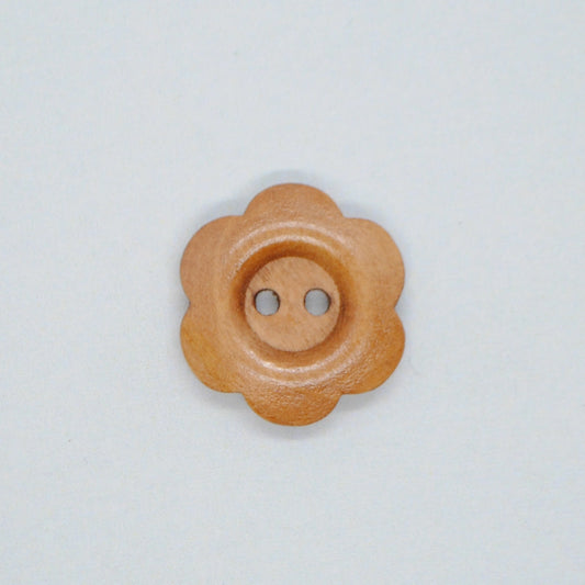 Knap 2-hul 20,5 mm brun træ blomst