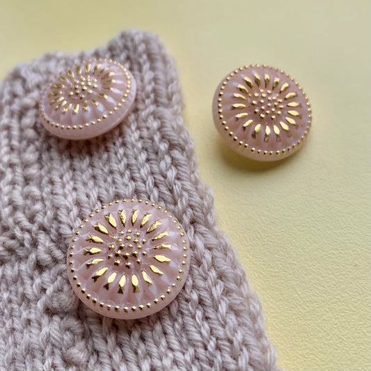 SOLSIKKE rosa, perlemor, guld, glasknap - 18 mm