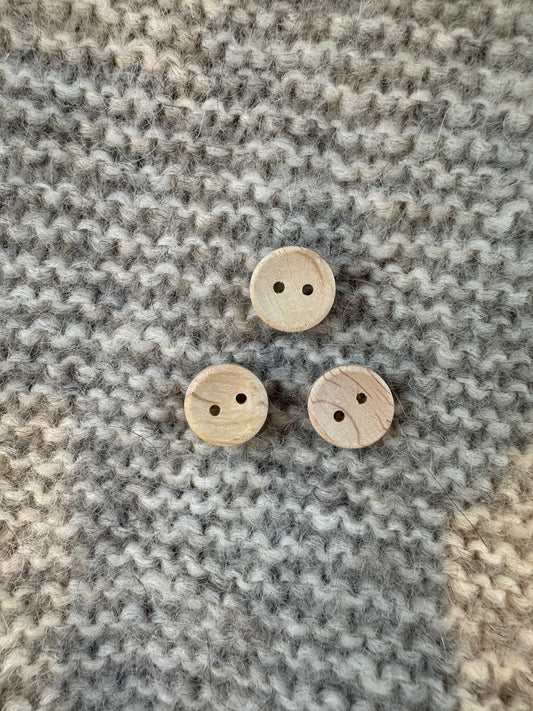 Lys træ knap - 15 mm