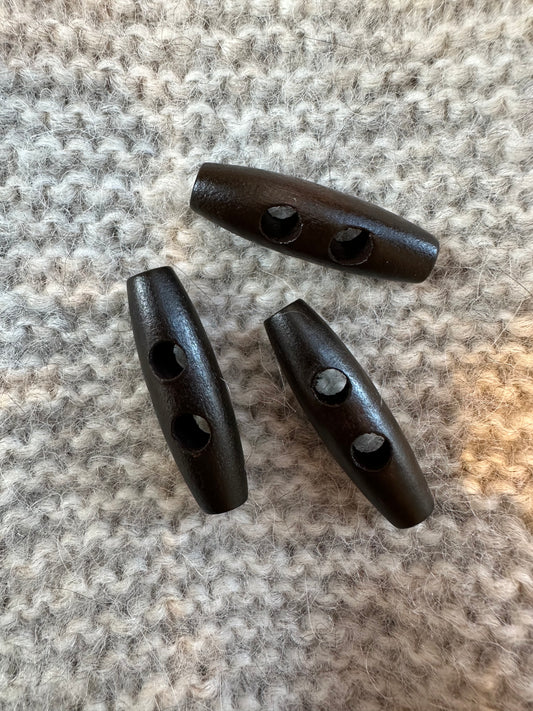 Duffle knap mørk træ - 40 mm