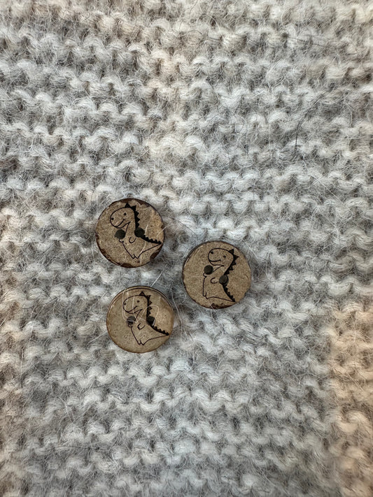 Natur knap med dino - 15 mm