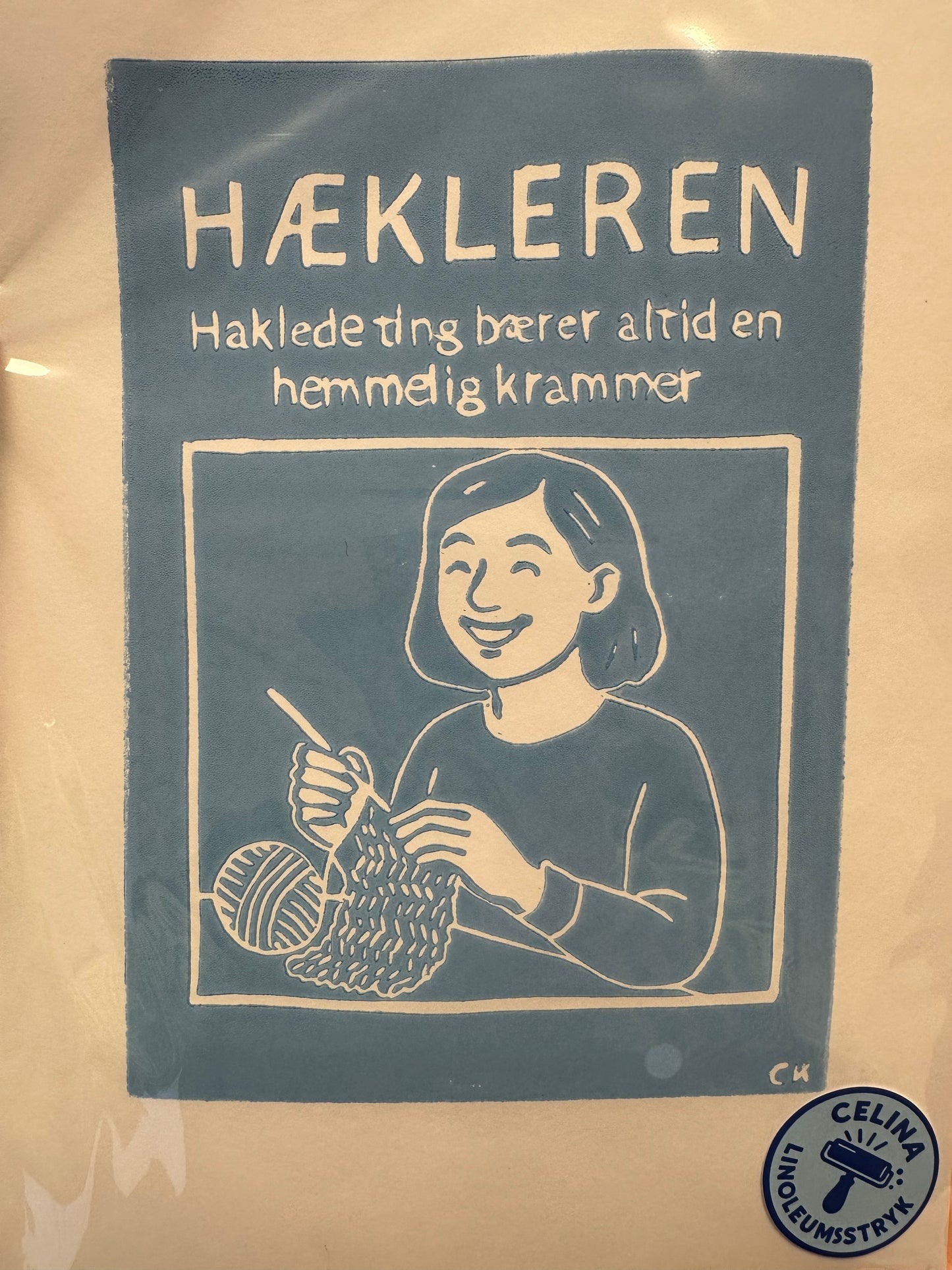 "Hækleren" linoleumstryk