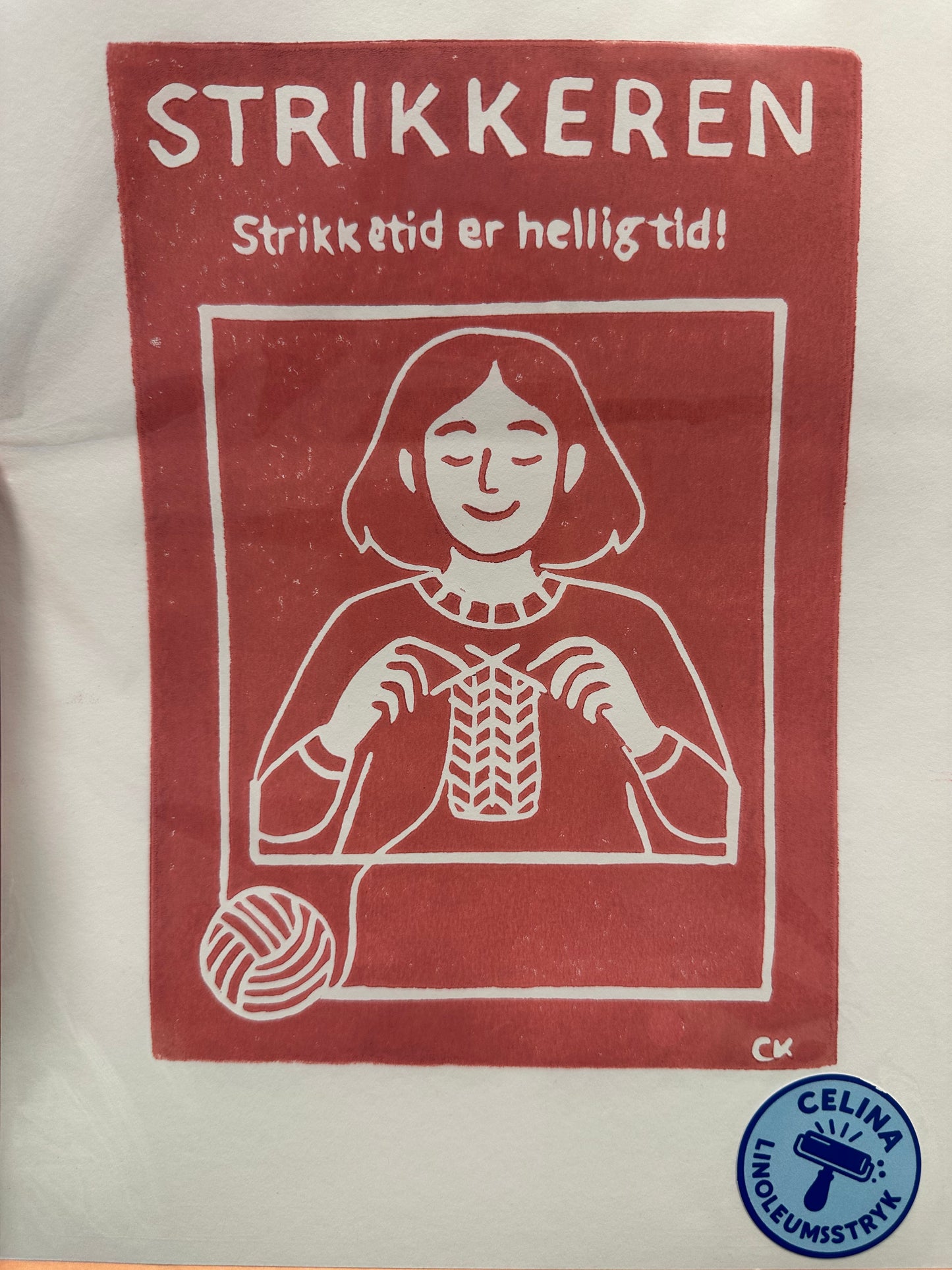 "Strikkeren" linoleumstryk
