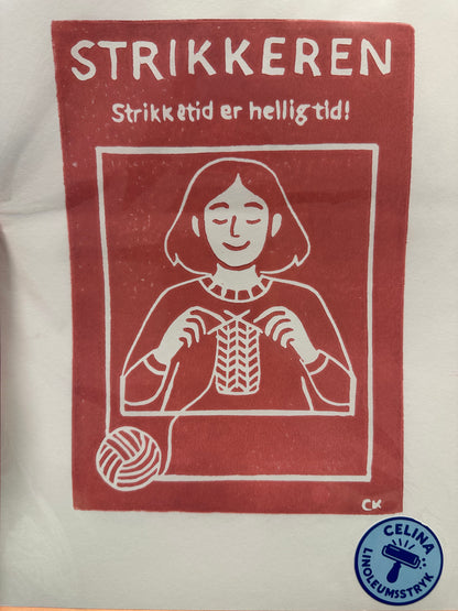 "Strikkeren" linoleumstryk
